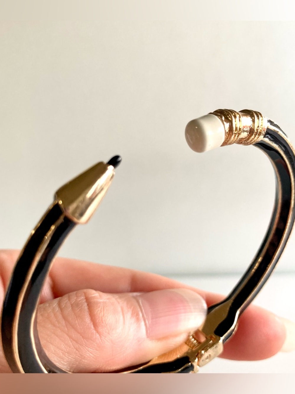 NWOT Gold and Black pencil Cuff Bracelet with White Accent - Picture 2 of 6